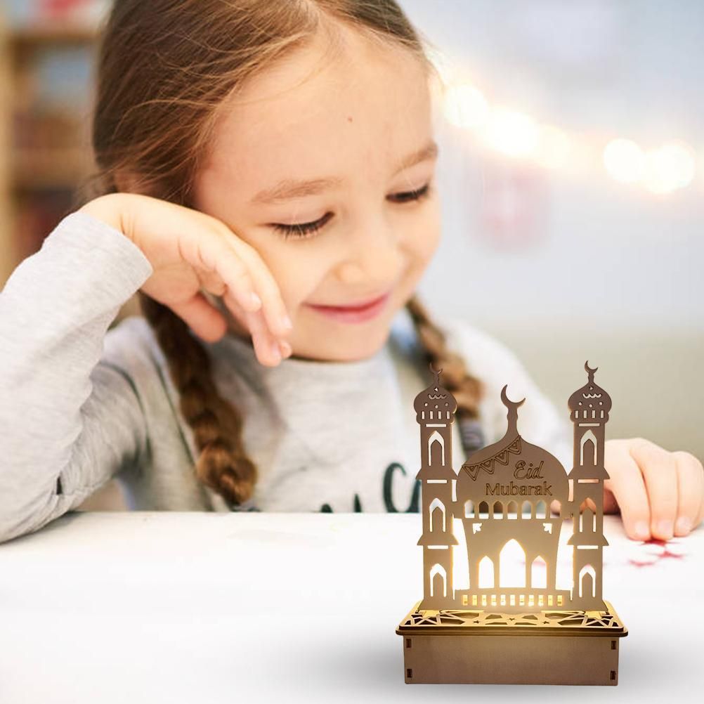 Wooden LED Lamp Ramadan Decoration Portable Eid Ramadan LED Night Light Table view 9