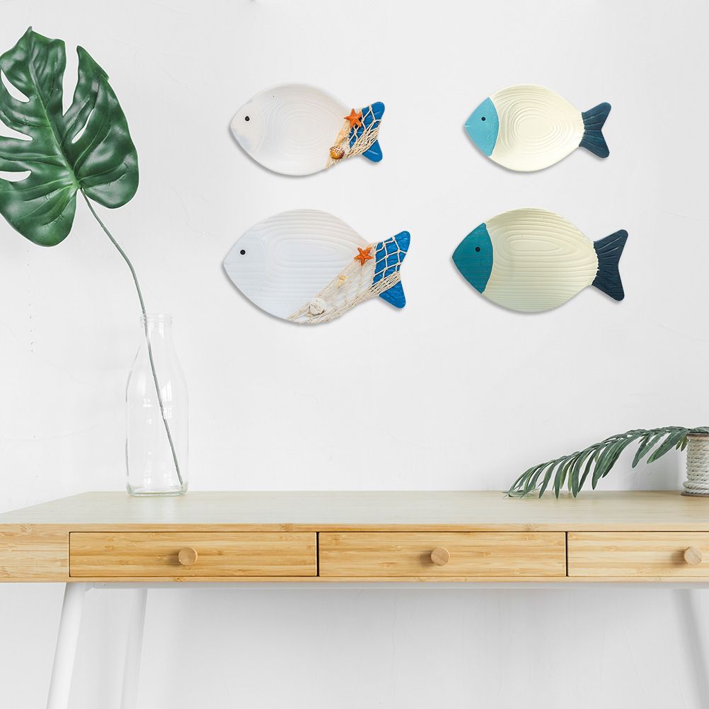 Wood Fish Hanging Ornament Wooden Fish Wall Art Decor for Beach Theme Fish view 15