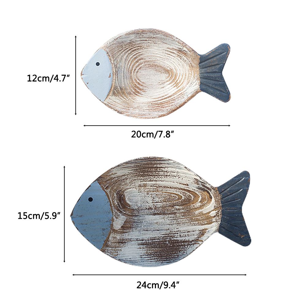 Wood Fish Hanging Ornament Wooden Fish Wall Art Decor for Beach Theme Fish view 2