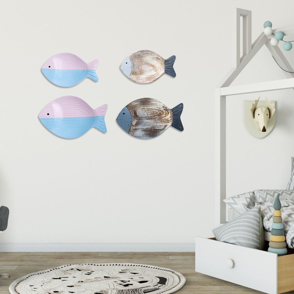 Wood Fish Hanging Ornament Wooden Fish Wall Art Decor for Beach Theme Fish view 6