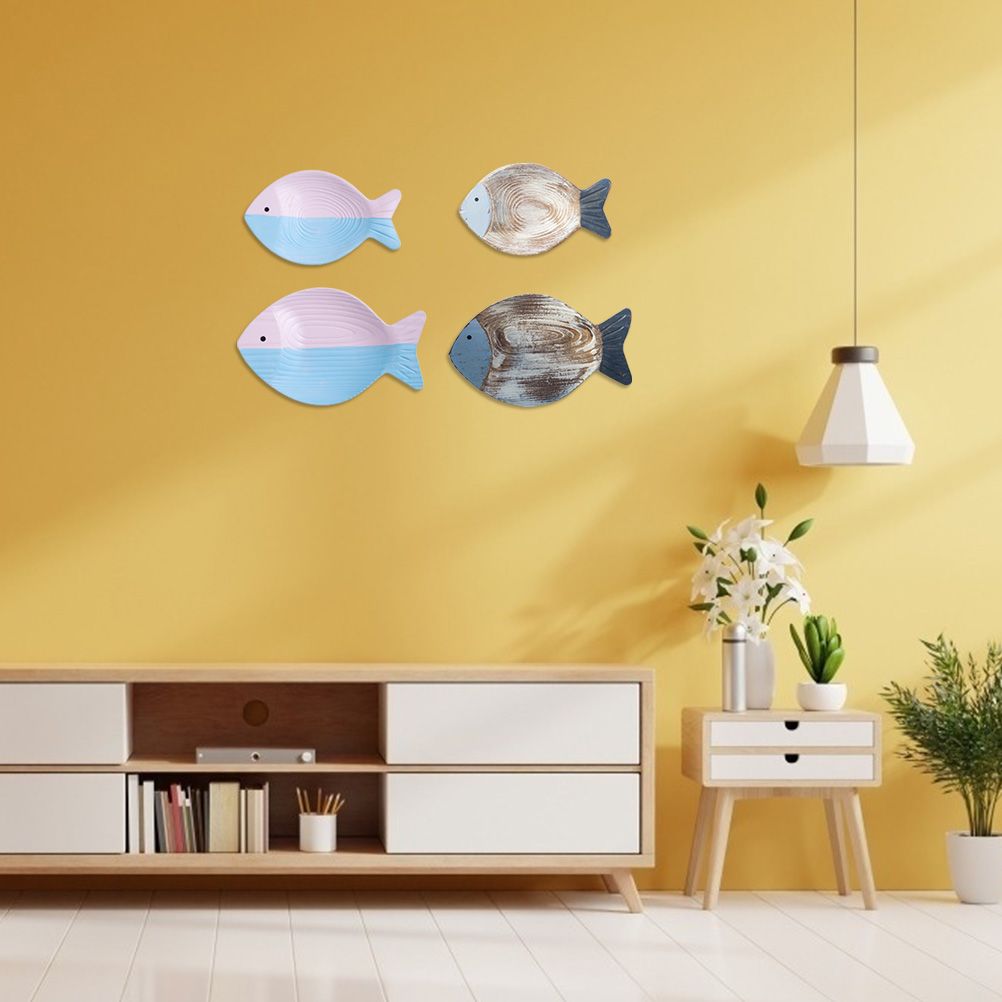 Wood Fish Hanging Ornament Wooden Fish Wall Art Decor for Beach Theme Fish view 8