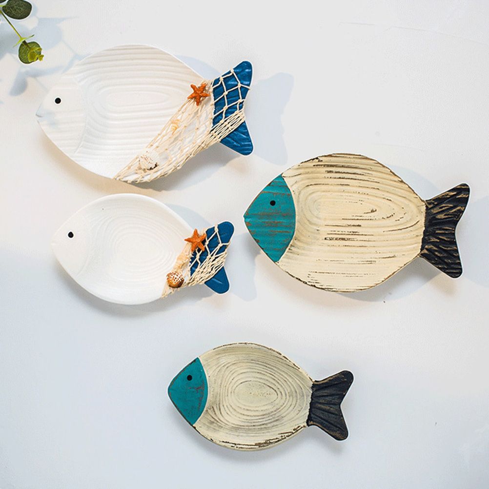 Wood Fish Hanging Ornament Wooden Fish Wall Art Decor for Beach Theme Fish view 10