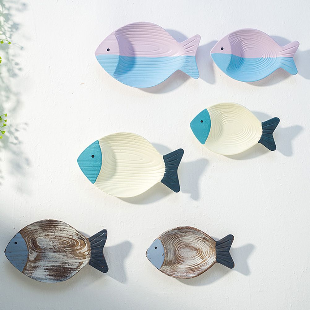 Wood Fish Hanging Ornament Wooden Fish Wall Art Decor for Beach Theme Fish view 12