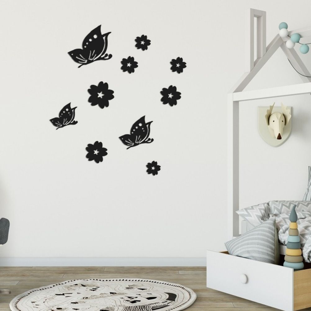 3D Mirror Wall Sticker Waterproof Acrylic Butterfly and Flower Mirror Wall view 4