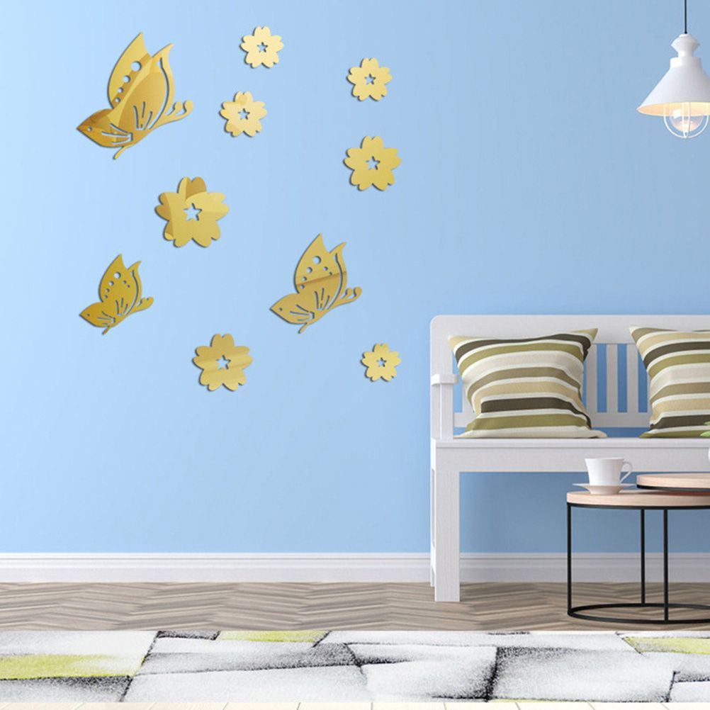 3D Mirror Wall Sticker Waterproof Acrylic Butterfly and Flower Mirror Wall view 6