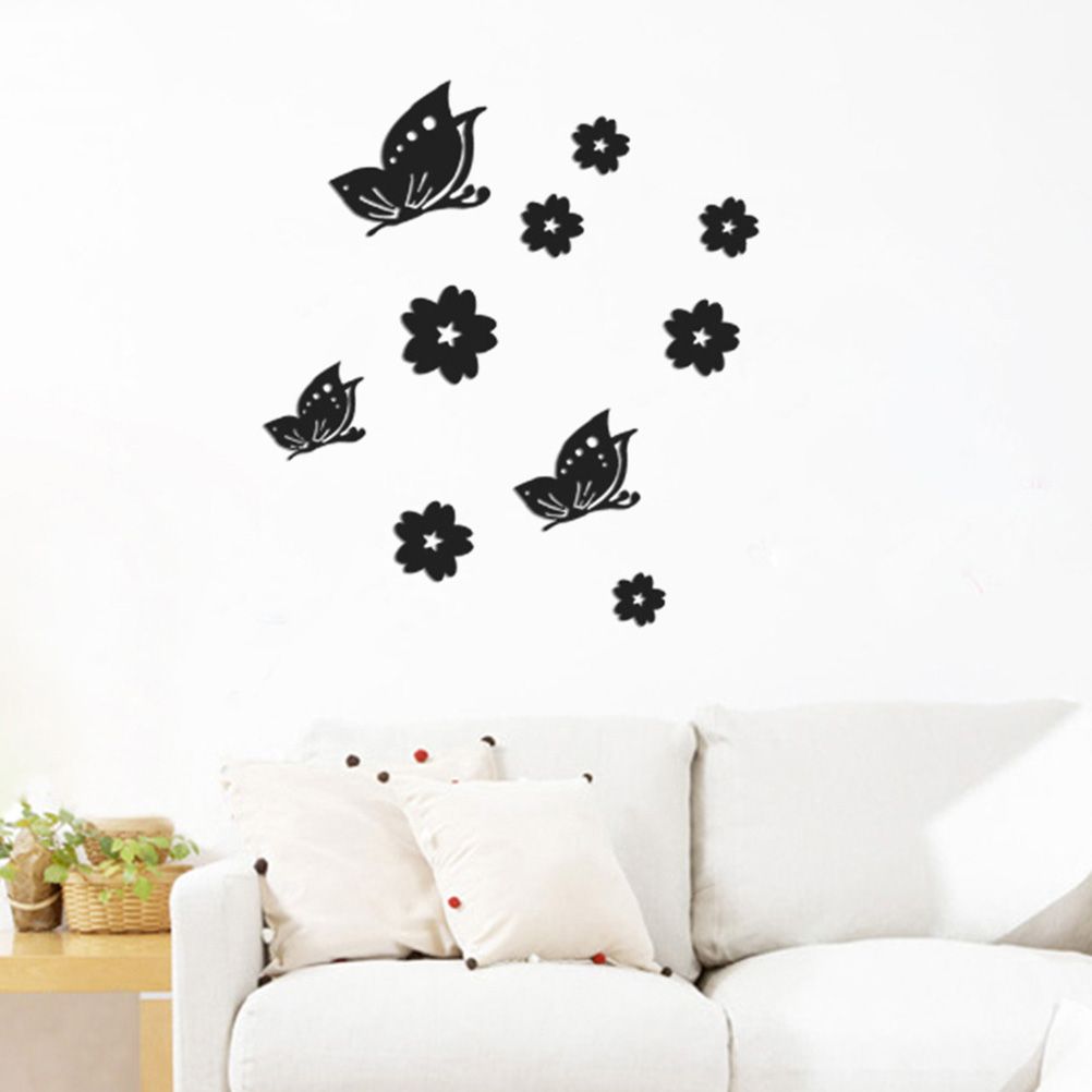 3D Mirror Wall Sticker Waterproof Acrylic Butterfly and Flower Mirror Wall view 7