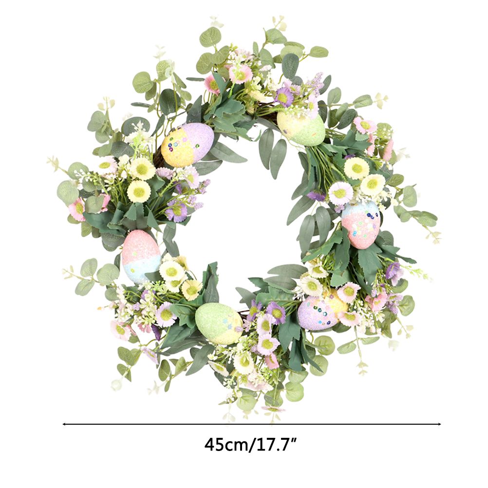 Easter Wreath Easter Eggs Daisy Garland Simulation Plants Door Hanger Easter view 2