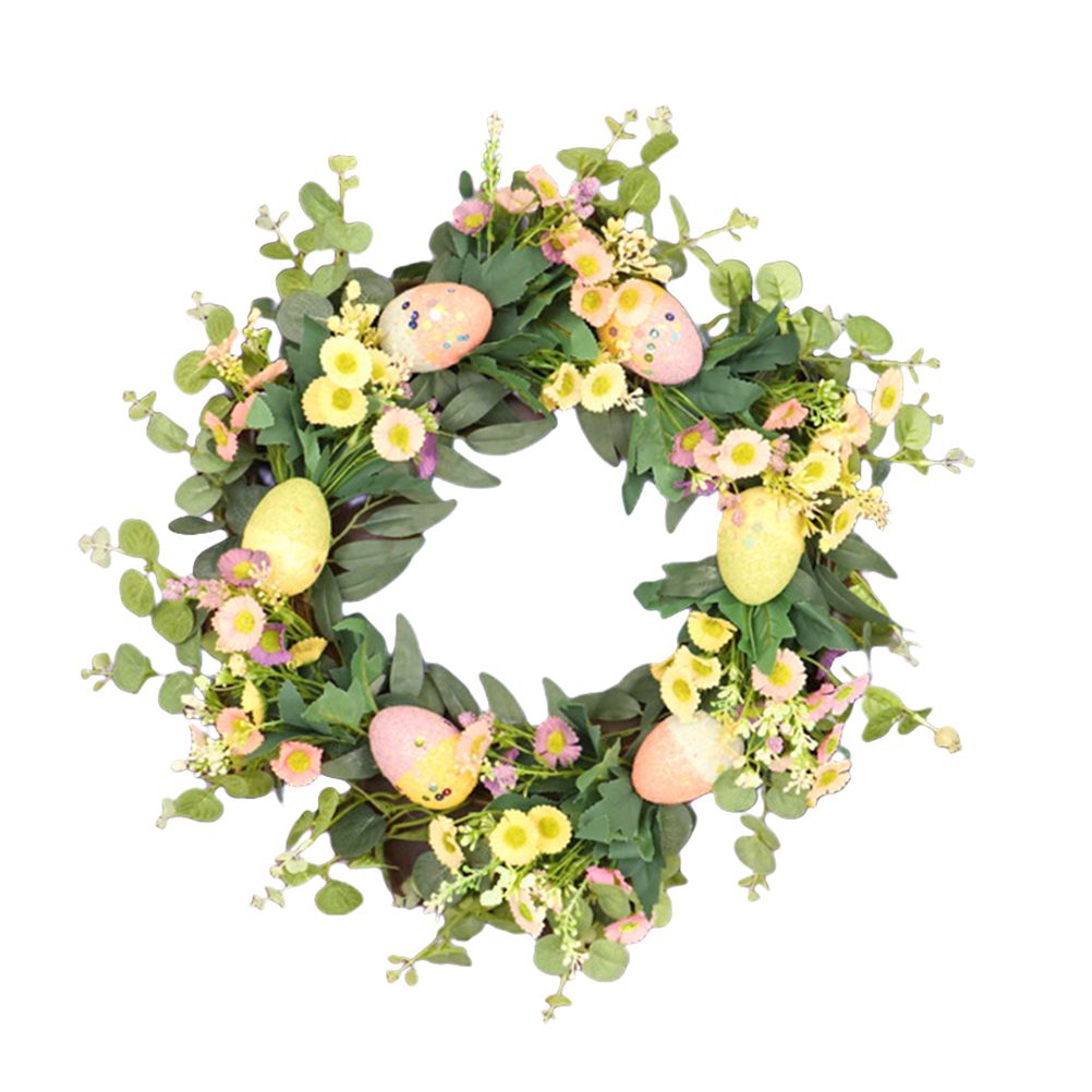Easter Wreath Easter Eggs Daisy Garland Simulation Plants Door Hanger Easter view 4