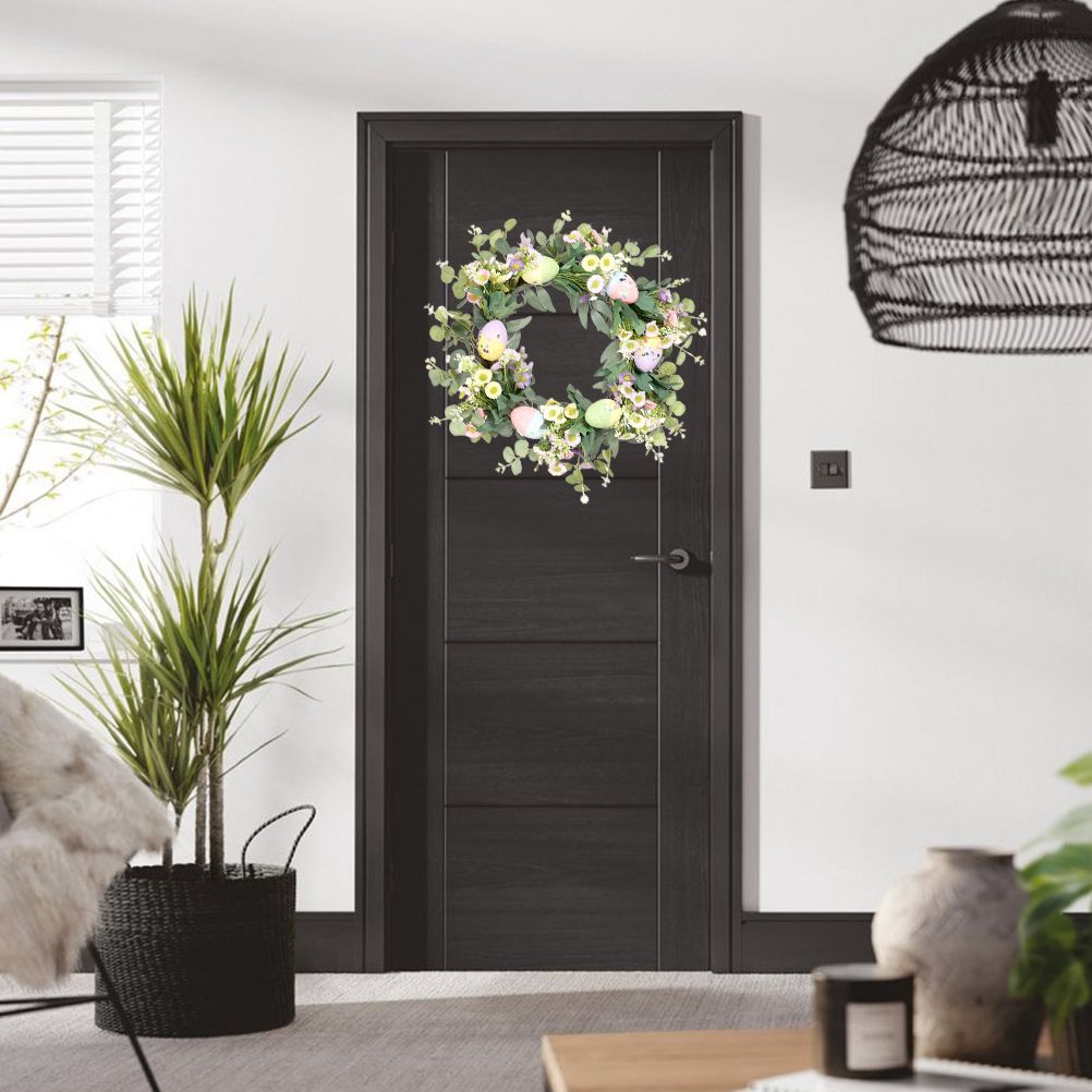 Easter Wreath Easter Eggs Daisy Garland Simulation Plants Door Hanger Easter view 10