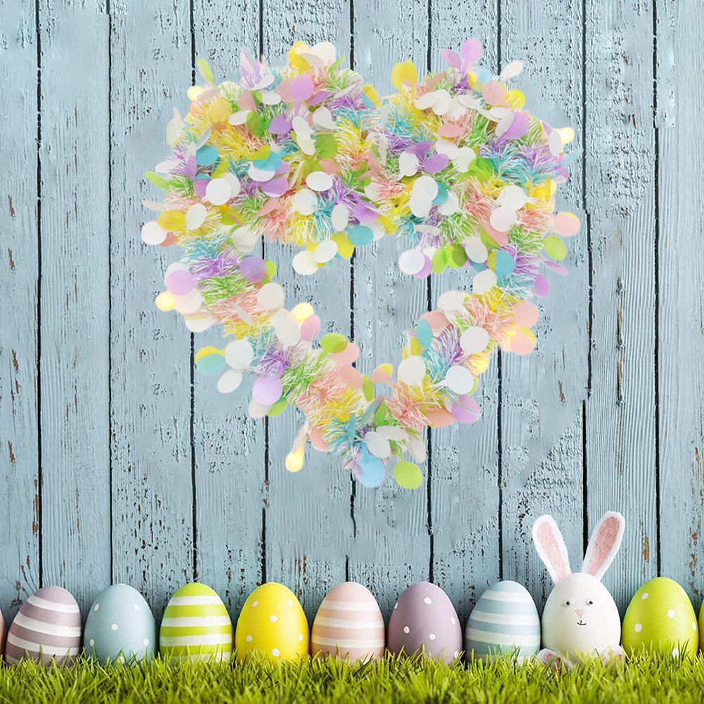 3 Pcs Easter Garland for Mantle Tinsel Garland Mixed Color Wreath Hanging view 6