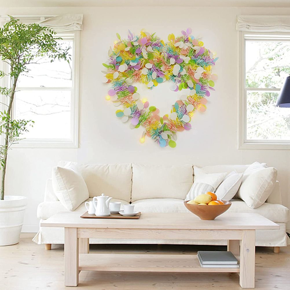 3 Pcs Easter Garland for Mantle Tinsel Garland Mixed Color Wreath Hanging view 8