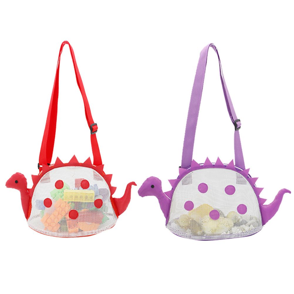 Dinosaur Mesh Beach Bag for Kids Shell Collecting Totes Portable Beach Holding