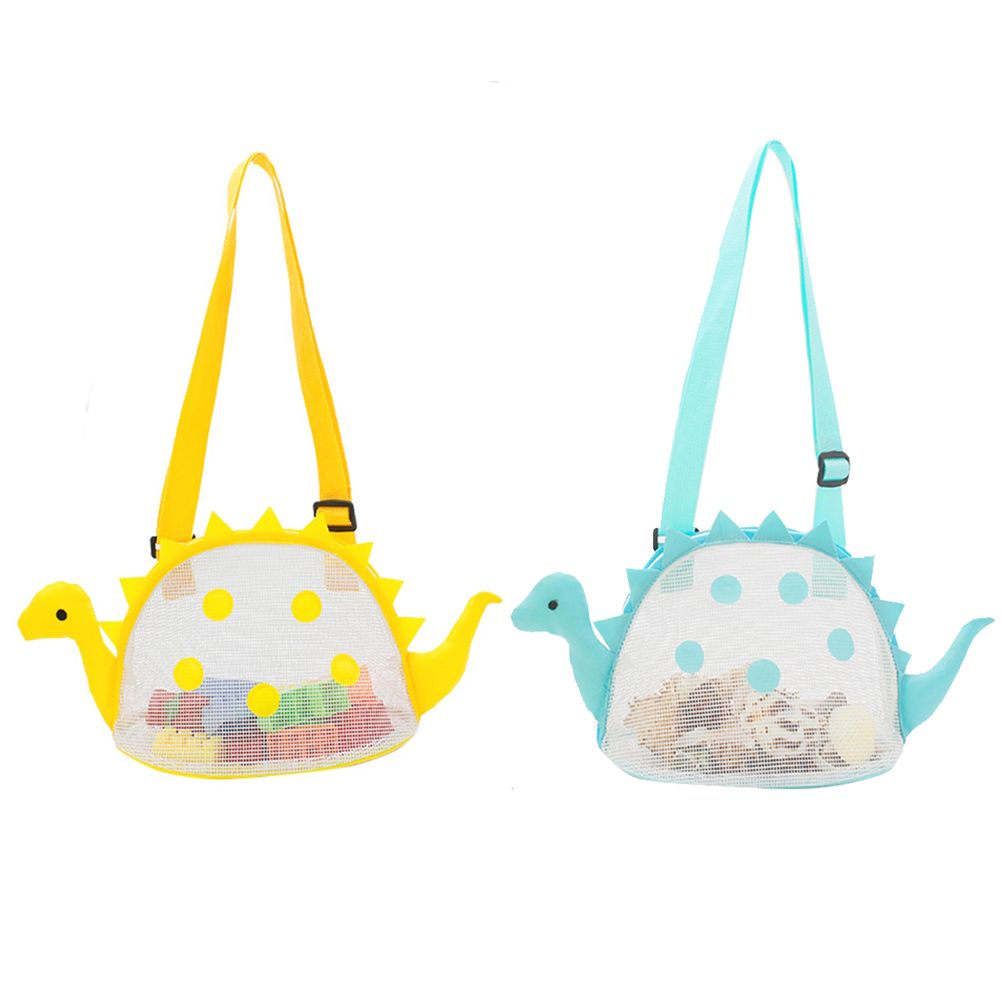 Dinosaur Mesh Beach Bag for Kids Shell Collecting Totes Portable Beach Holding