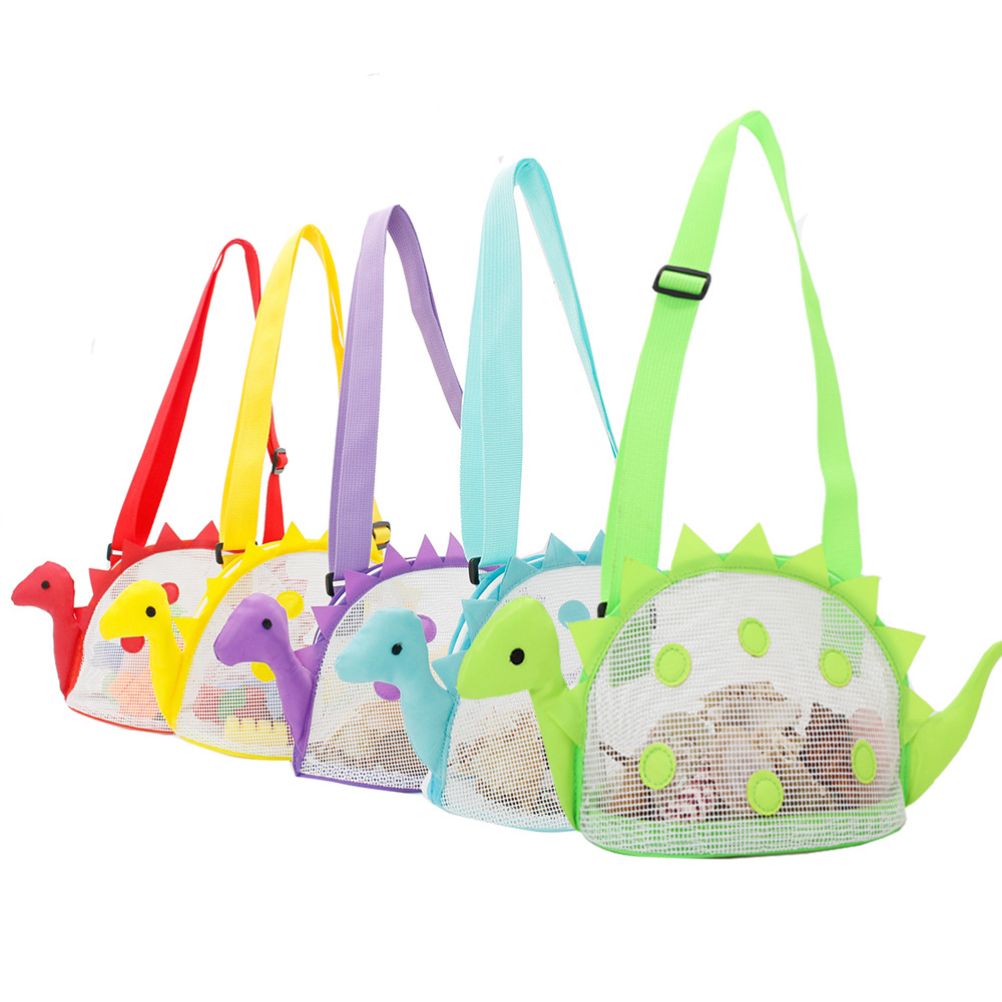 Dinosaur Mesh Beach Bag for Kids Shell Collecting Totes Portable Beach Holding view 8