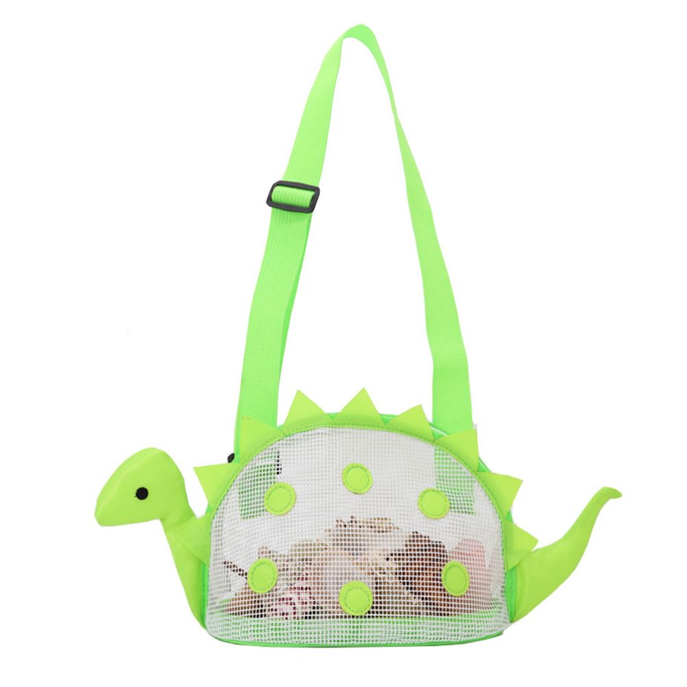 Dinosaur Mesh Beach Bag for Kids Shell Collecting Totes Portable Beach Holding
