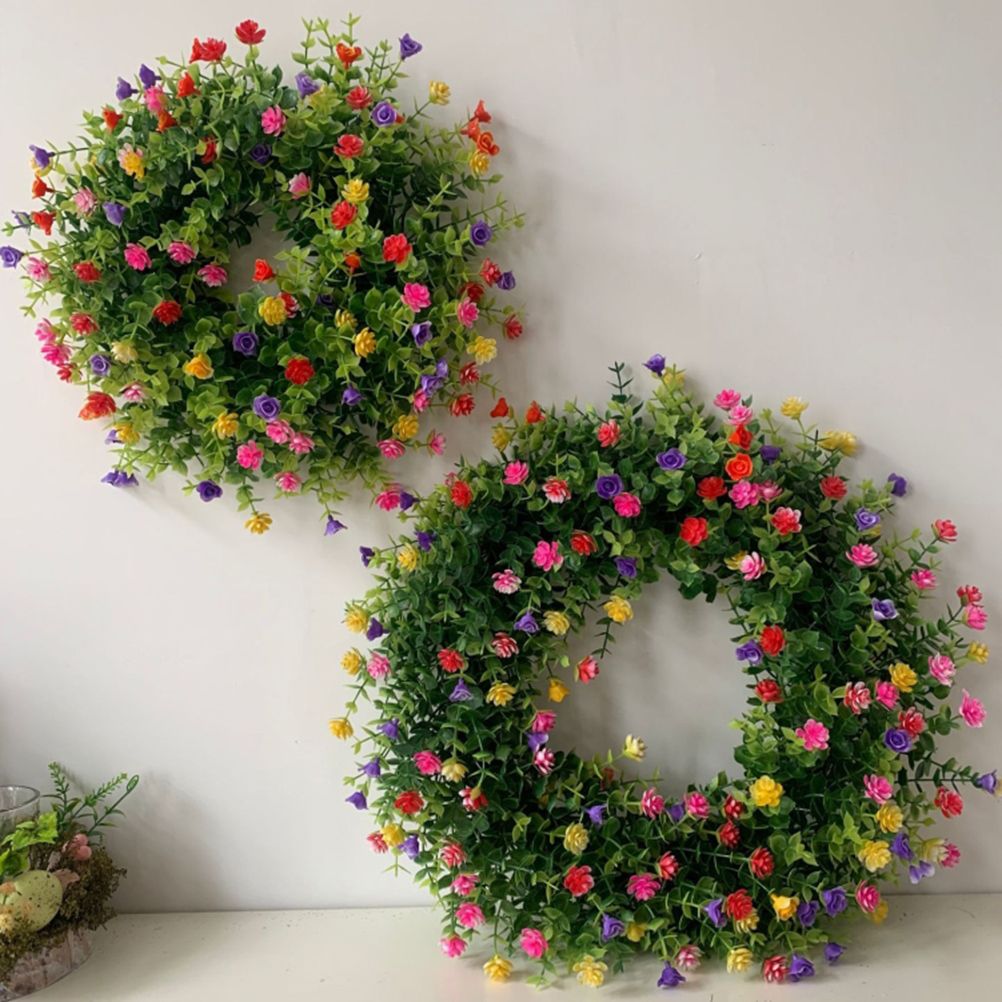 Colorful Spring Summer Wreath Farmhouse Colorful Cottage Wreath Artificial view 7