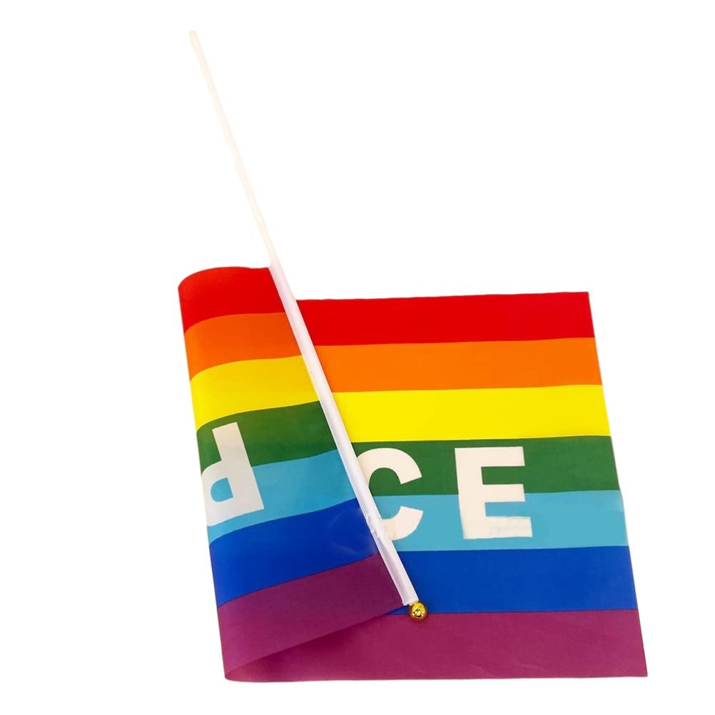 50/100Pcs Mini Peace Flag Rainbow Pacifist Flag Hand Held Polyester Peace Flag view 5