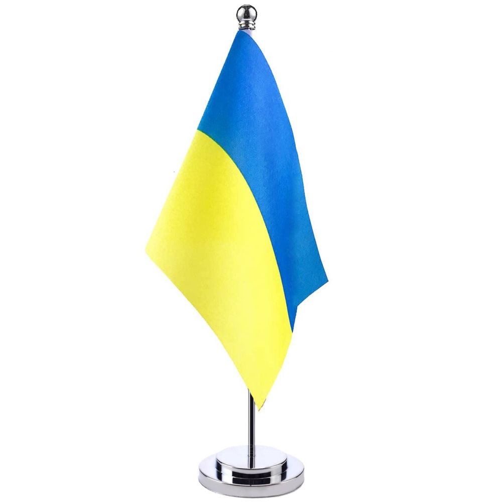 Ukraine Table Flag Ukrainian Desk Flag with Stick and Base Decoration for Home view 2