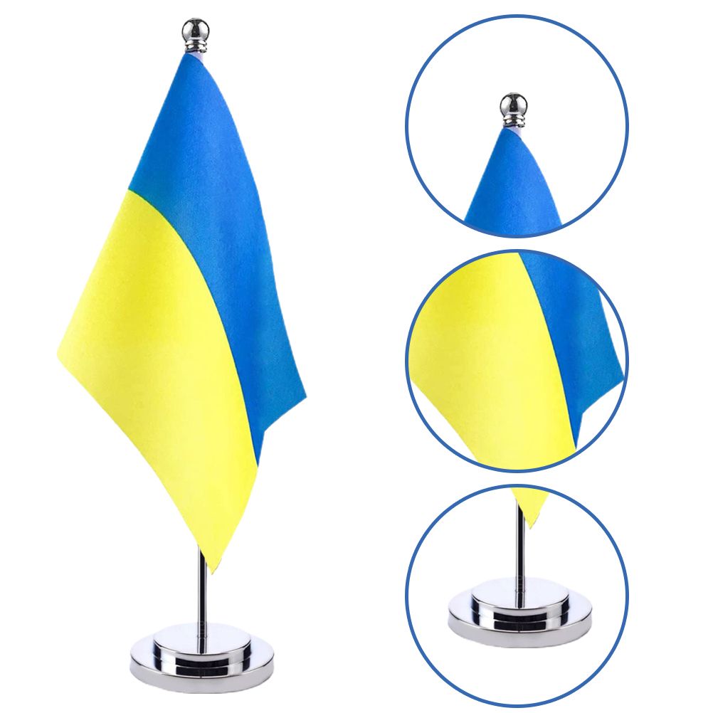 Ukraine Table Flag Ukrainian Desk Flag with Stick and Base Decoration for Home view 4