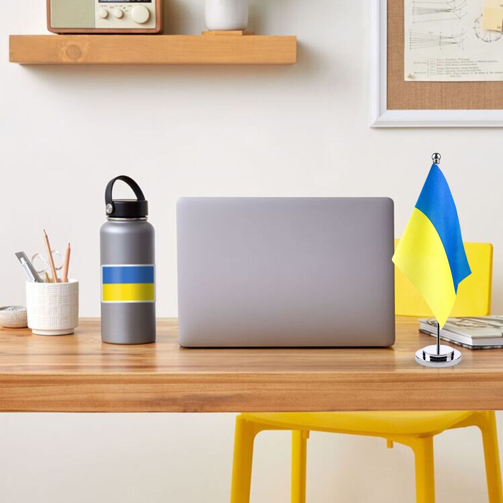 Ukraine Table Flag Ukrainian Desk Flag with Stick and Base Decoration for Home view 5
