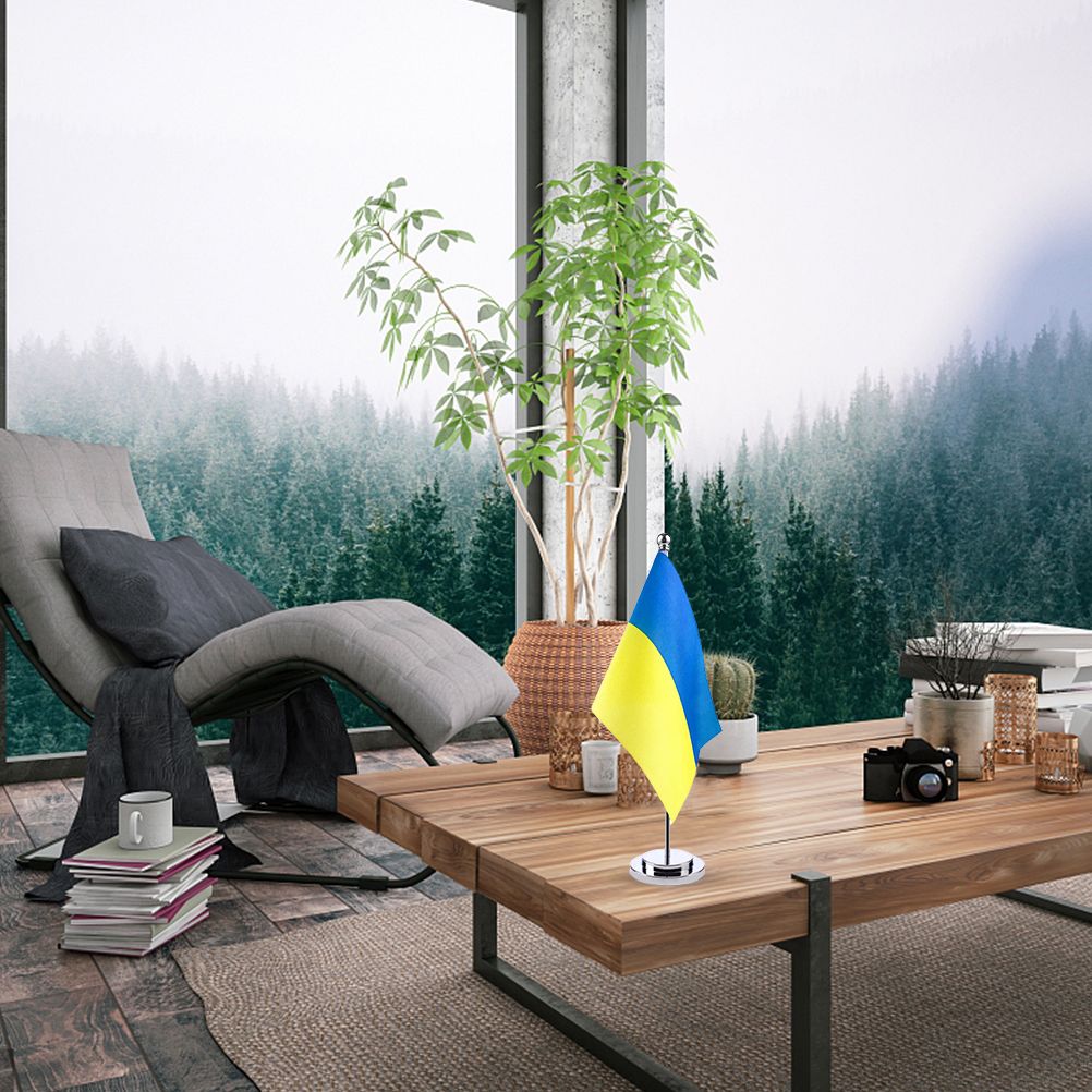 Ukraine Table Flag Ukrainian Desk Flag with Stick and Base Decoration for Home view 6