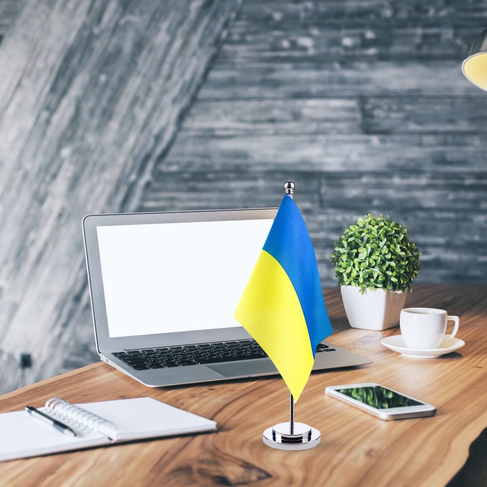 Ukraine Table Flag Ukrainian Desk Flag with Stick and Base Decoration for Home view 7