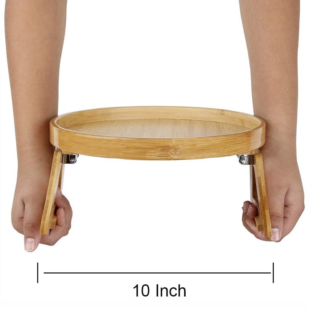Clip On Tray Sofa Table Portable Couch Arm Tray Table Natural Bamboo Sofa view 2