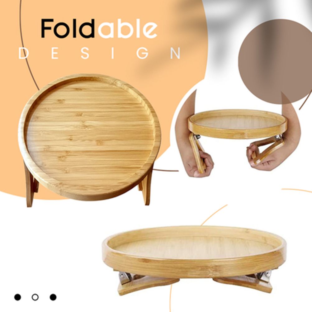 Clip On Tray Sofa Table Portable Couch Arm Tray Table Natural Bamboo Sofa view 4