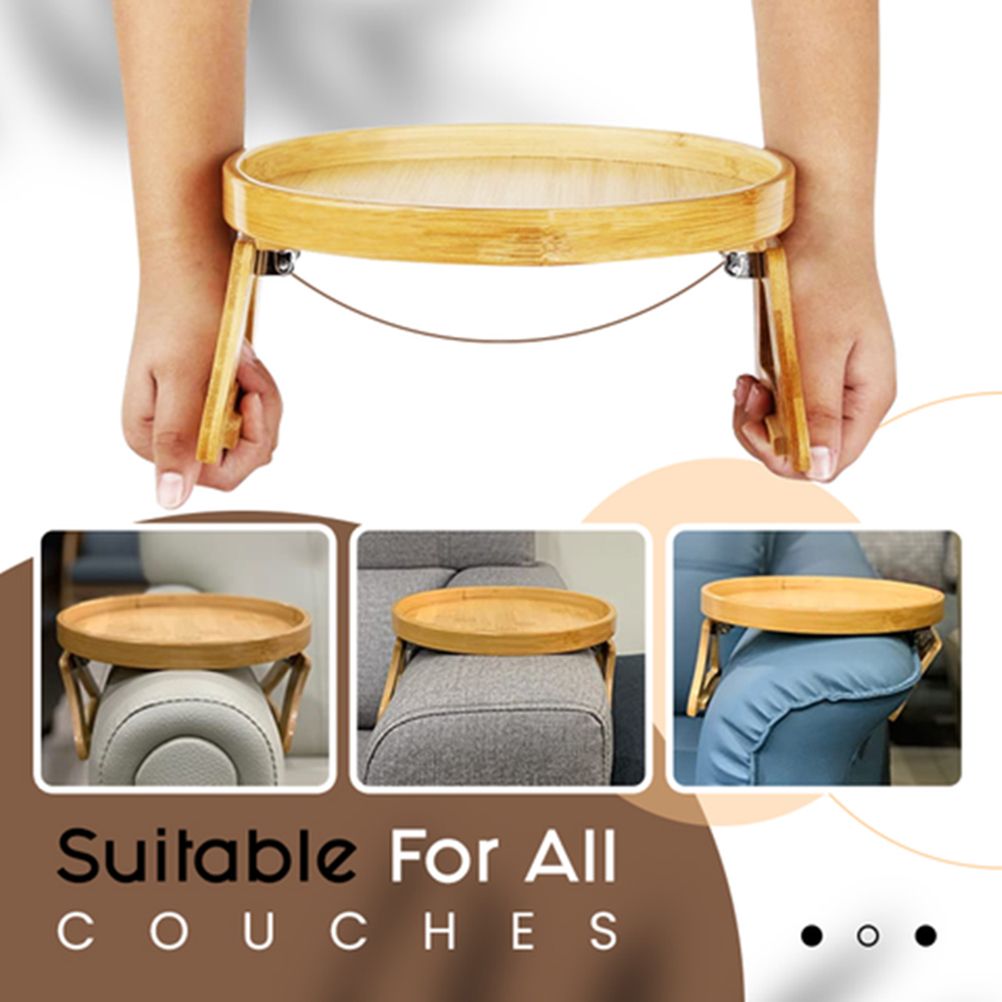 Clip On Tray Sofa Table Portable Couch Arm Tray Table Natural Bamboo Sofa view 6