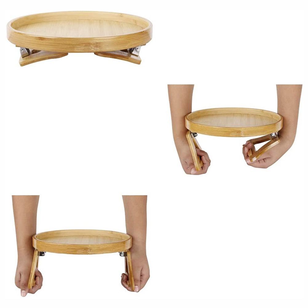 Clip On Tray Sofa Table Portable Couch Arm Tray Table Natural Bamboo Sofa view 10