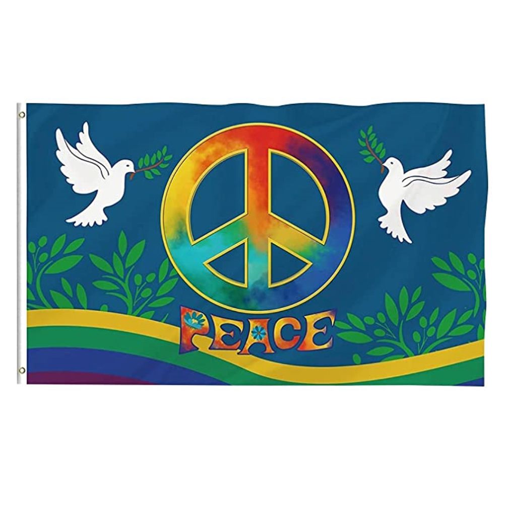 World Peace Flag 90 x 150 cm Large Polyester Peace Flag for Backyard Garden