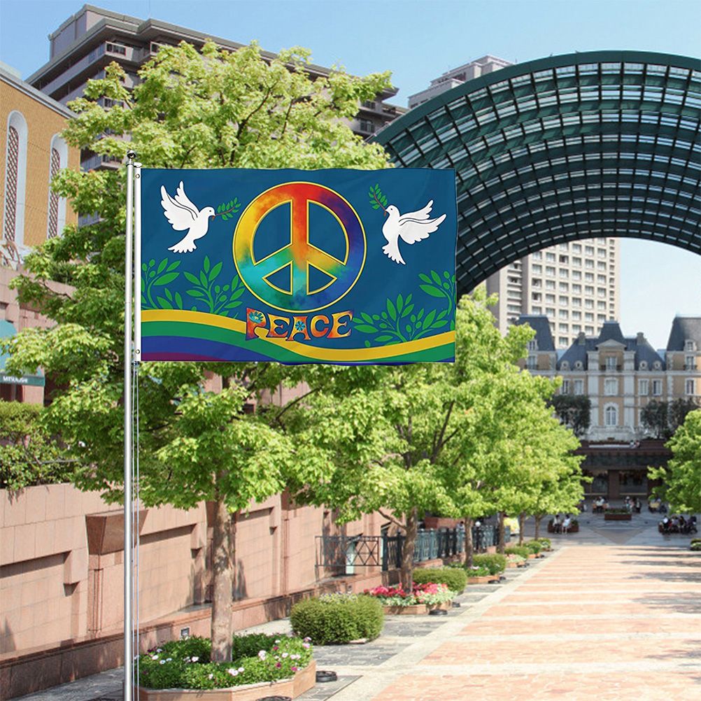 World Peace Flag 90 x 150 cm Large Polyester Peace Flag for Backyard Garden view 6