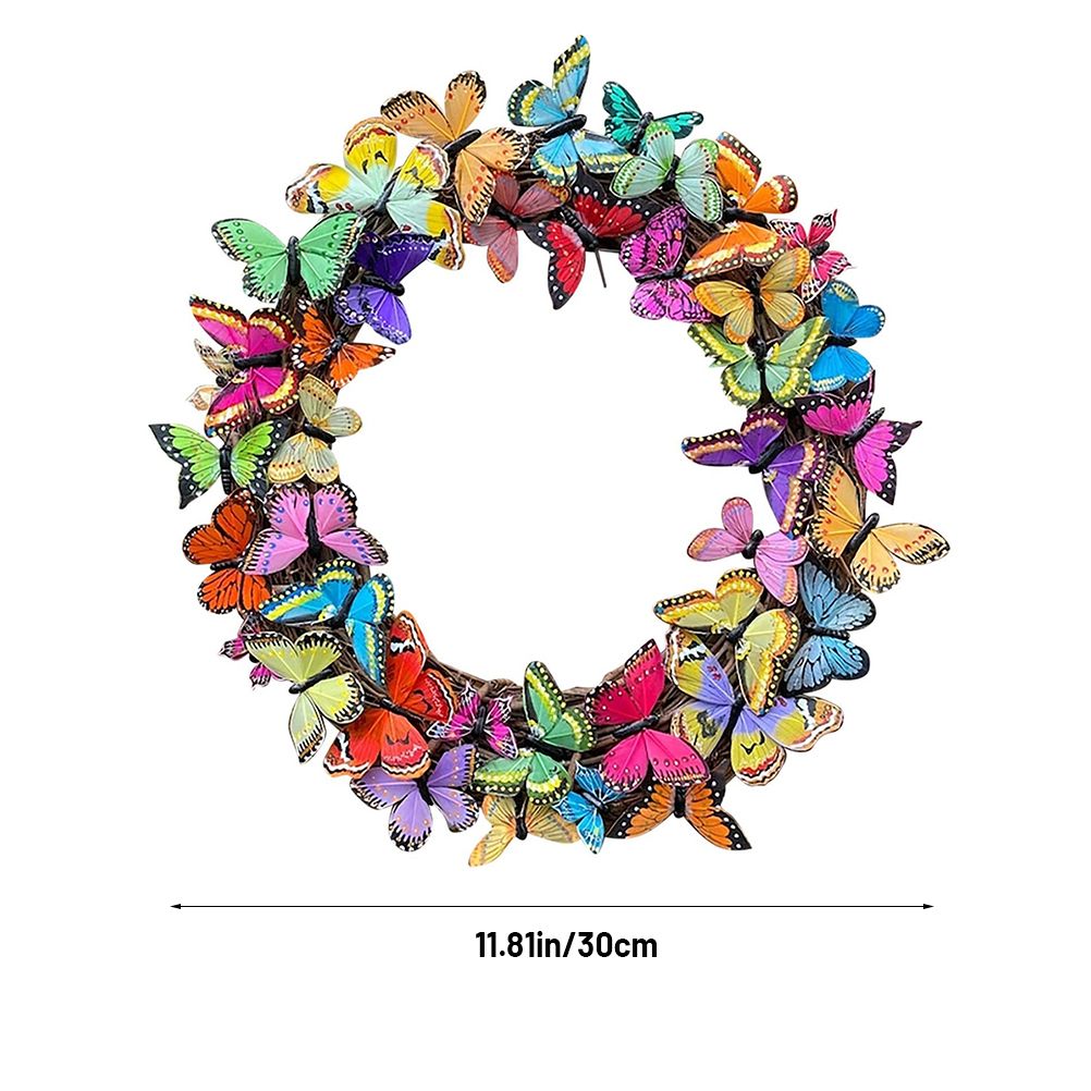 Artificial Butterfly Wreath Outdoor Decorative Welcome Wreath for Front Door view 2