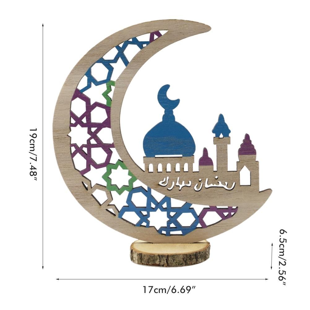Wooden Eid Decoration Wood Hollow Carfts Ornament for Islam Muslim Festival view 2