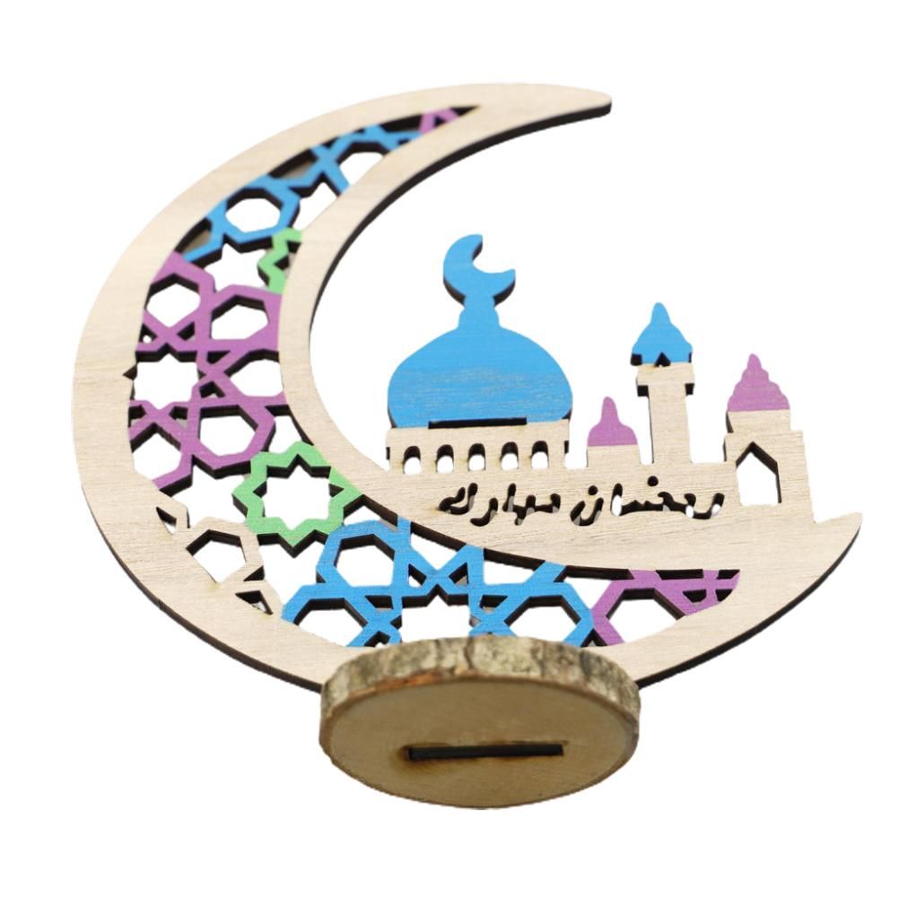 Wooden Eid Decoration Wood Hollow Carfts Ornament for Islam Muslim Festival view 4