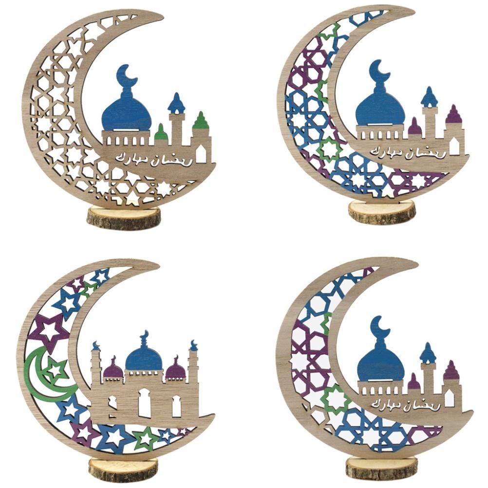 Wooden Eid Decoration Wood Hollow Carfts Ornament for Islam Muslim Festival view 8