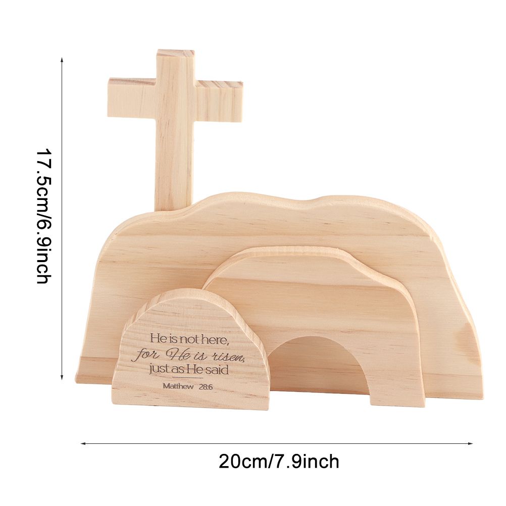 Easter Resurrection Scene Wooden Ornaments for The Home Table Jesus Nativity view 2