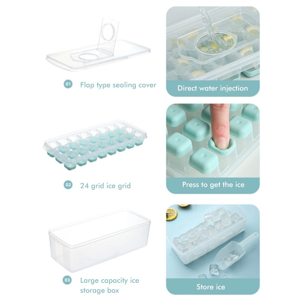24 Grid Ice Cube Tray with Lid Covered Ice Cube Trays No Spill Ice Cube Cube view 3
