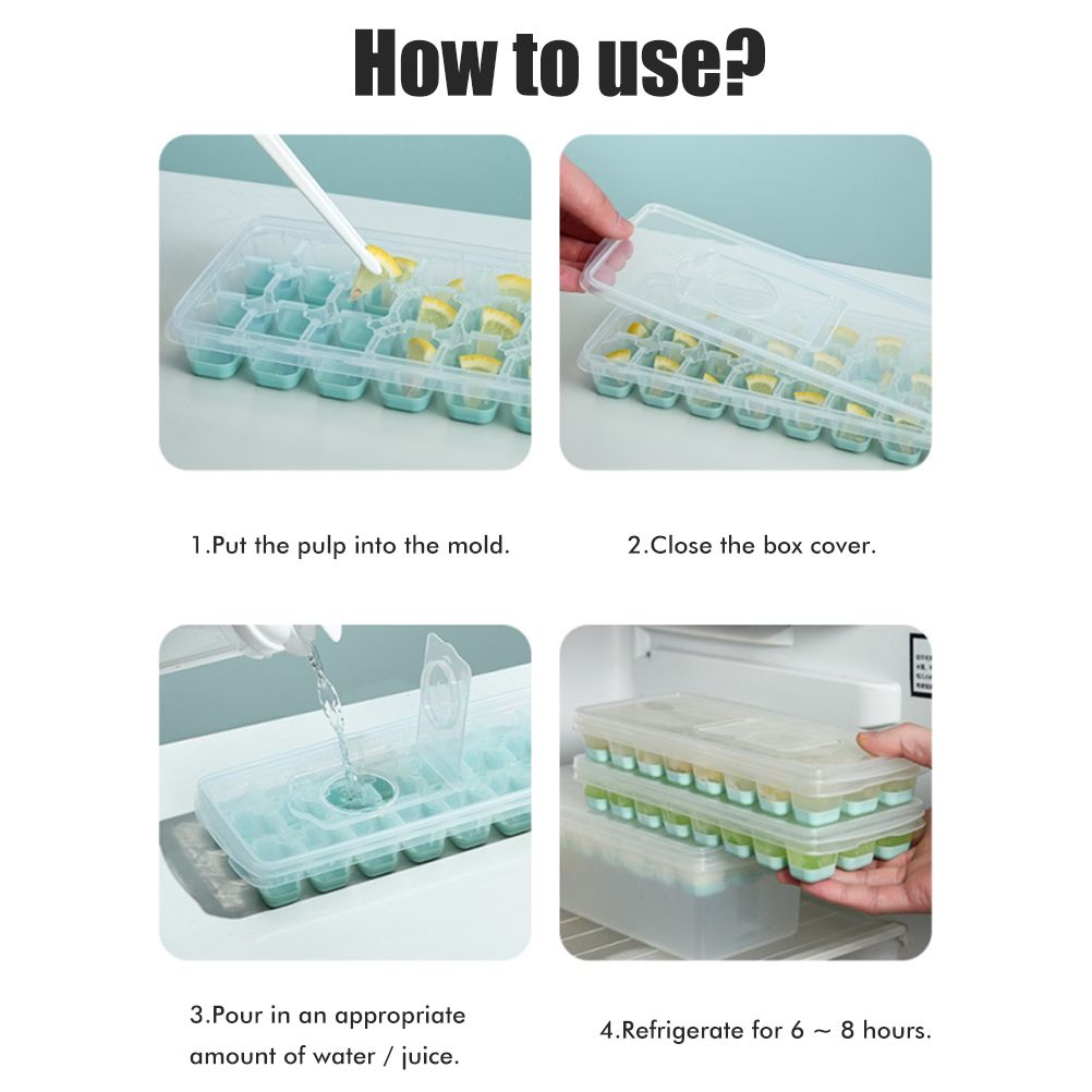 24 Grid Ice Cube Tray with Lid Covered Ice Cube Trays No Spill Ice Cube Cube view 4