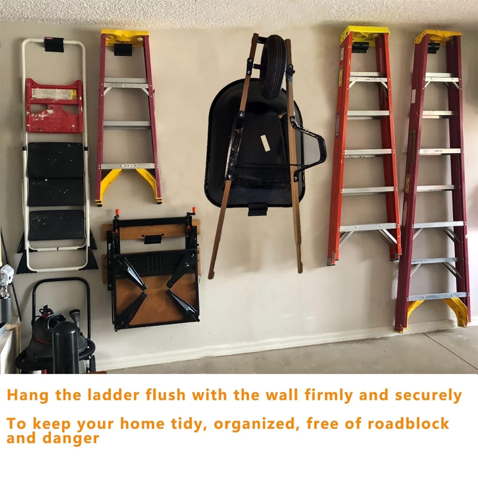 Wall Mount Ladder Grabber Ladder Storage Hook Heavy Duty Metal Ladder view 8