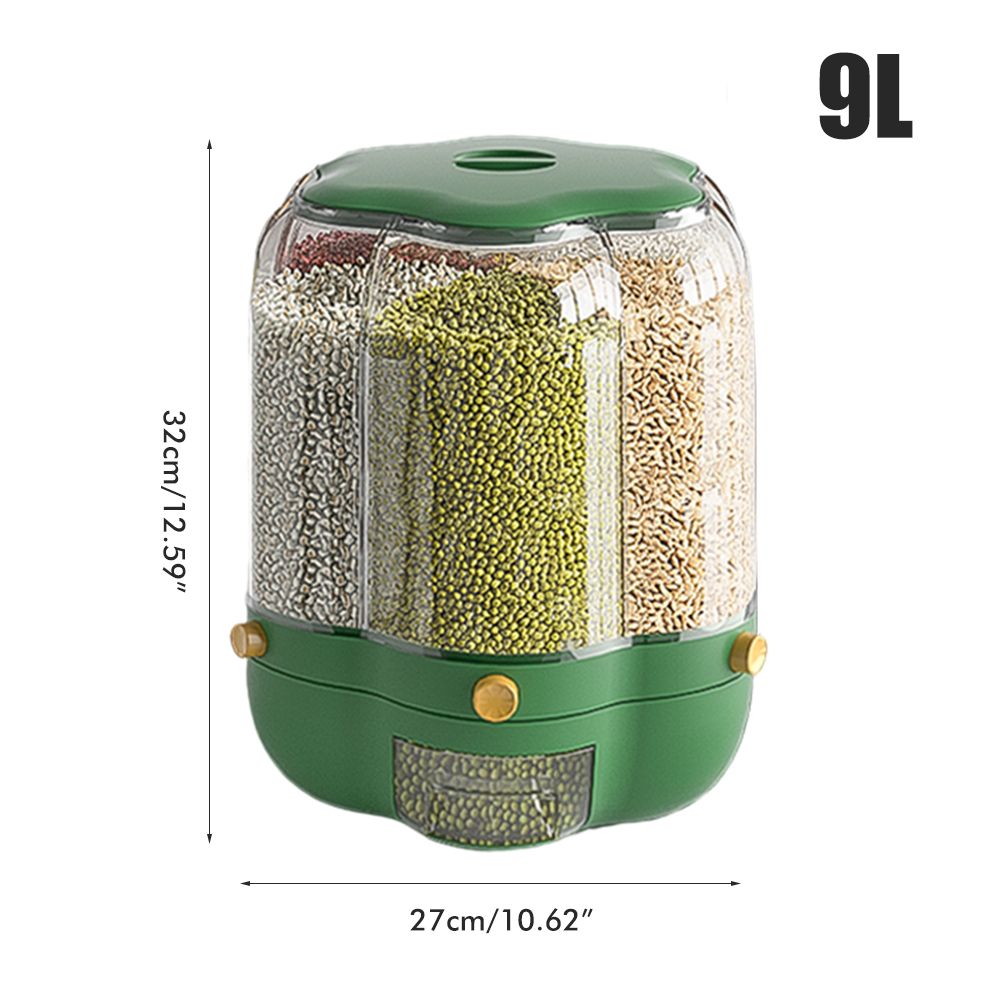 Food Grain Storage Container Large Capacity 9L 6 Grid Rotatable Rice Dispenser view 2