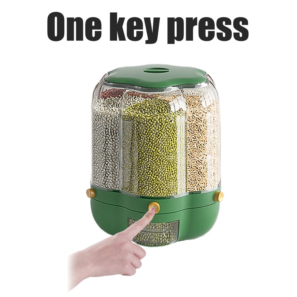 Food Grain Storage Container Large Capacity 9L 6 Grid Rotatable Rice Dispenser view 6