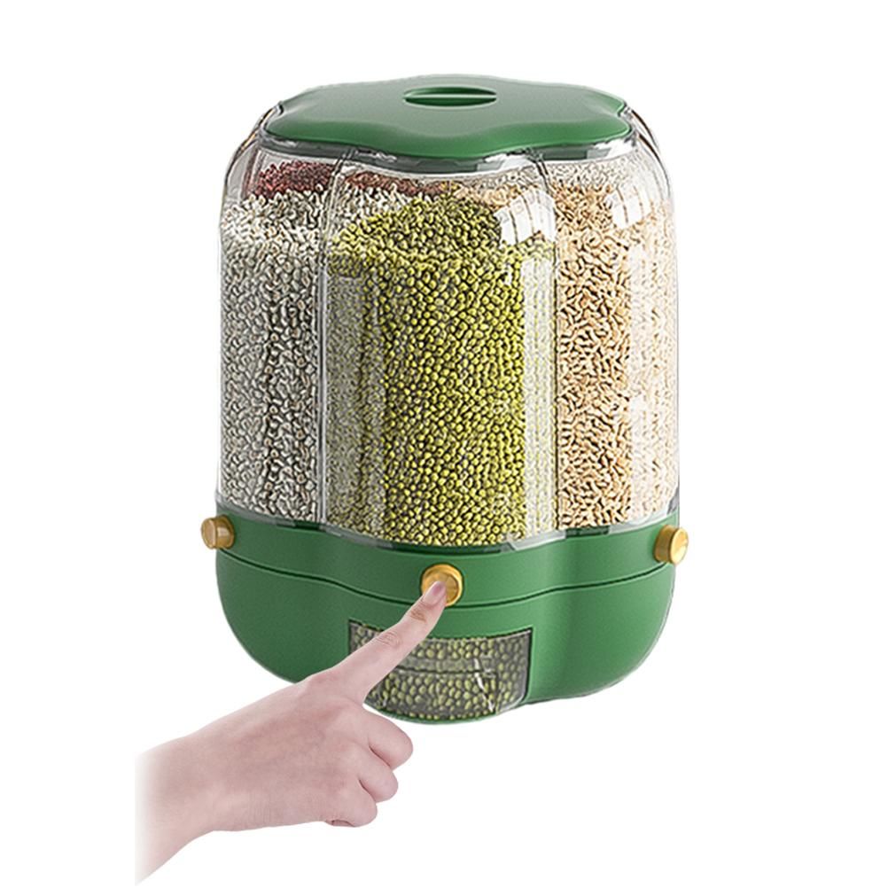Food Grain Storage Container Large Capacity 9L 6 Grid Rotatable Rice Dispenser view 9