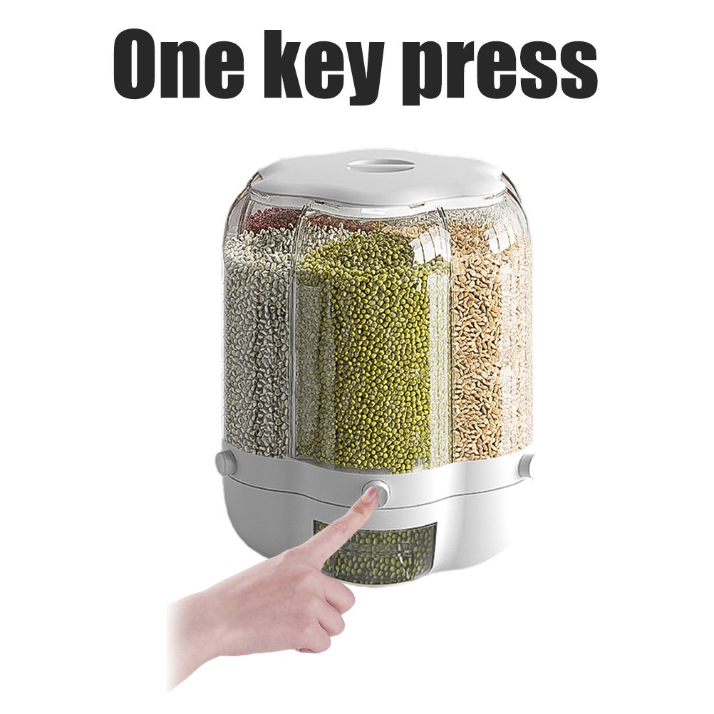 Food Grain Storage Container Large Capacity 9L 6 Grid Rotatable Rice Dispenser view 6