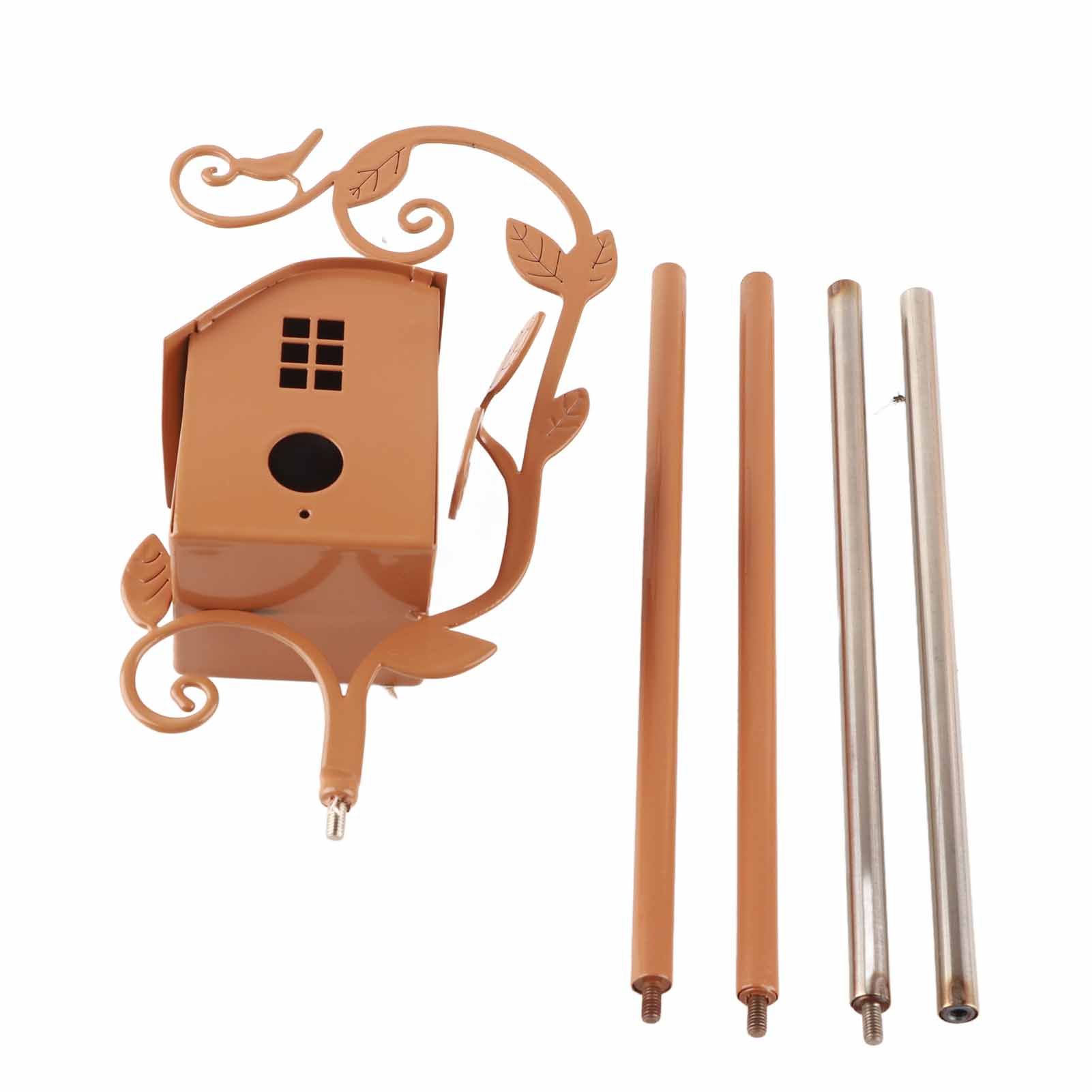 Metal Bird House with Pole Metal Art Cottage Bird House Stakes Hummingbird — image 1