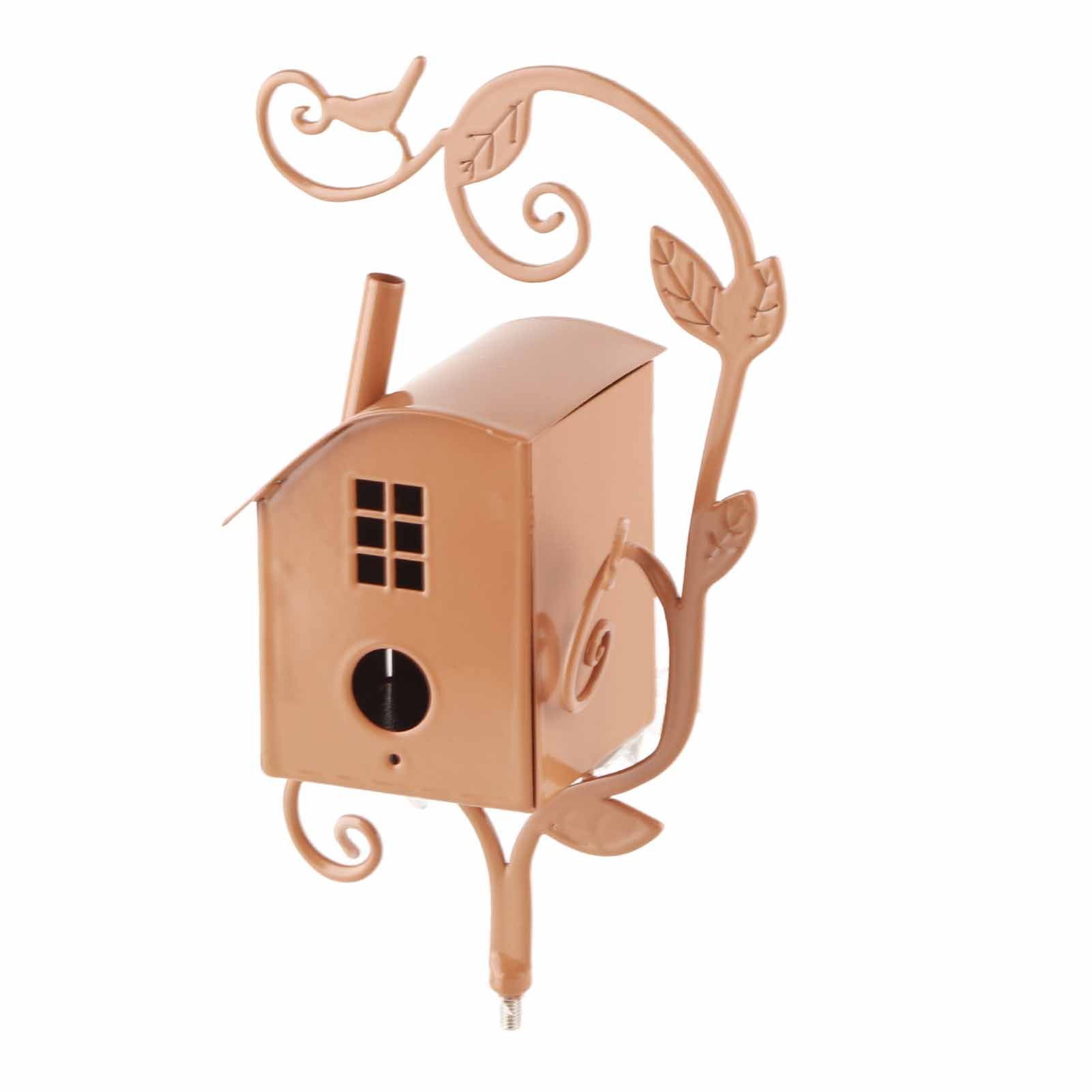 Metal Bird House with Pole Metal Art Cottage Bird House Stakes Hummingbird view 9