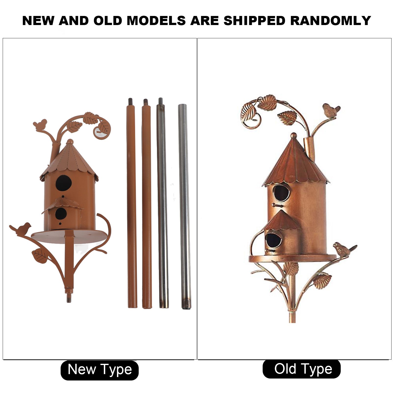 Metal Bird House with Pole Metal Art Cottage Bird House Stakes Hummingbird view 9