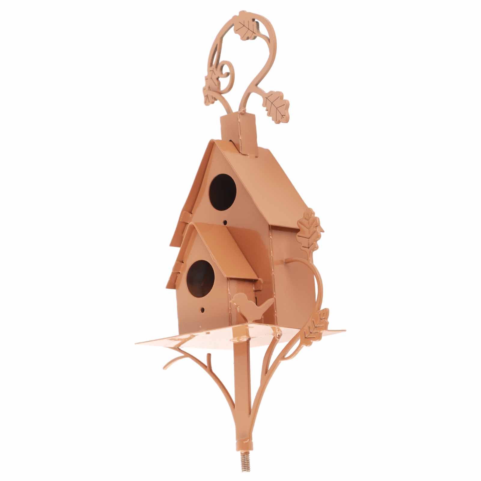 Metal Bird House with Pole Metal Art Cottage Bird House Stakes Hummingbird view 11