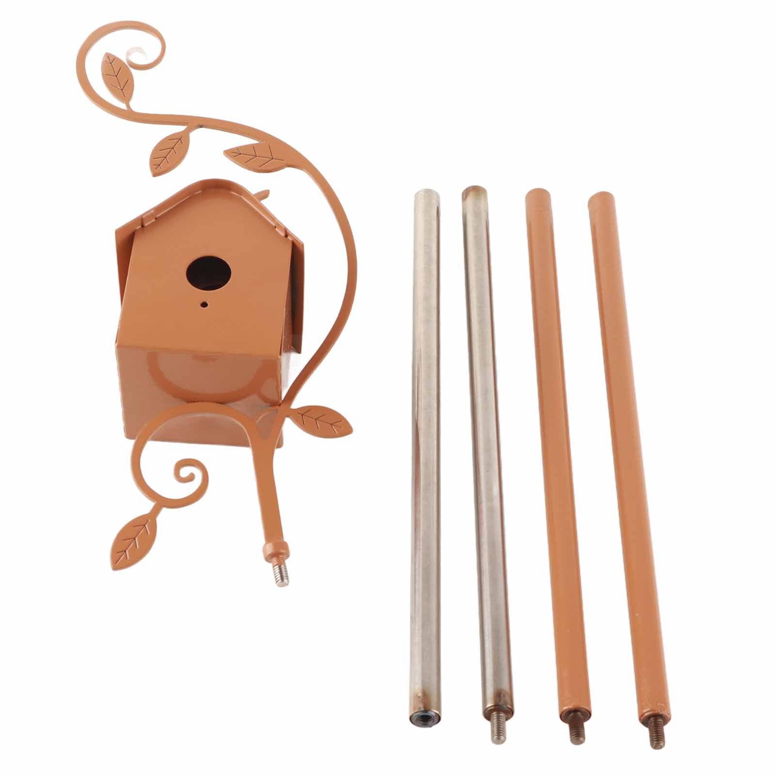 Metal Bird House with Pole Metal Art Cottage Bird House Stakes Hummingbird — image 1