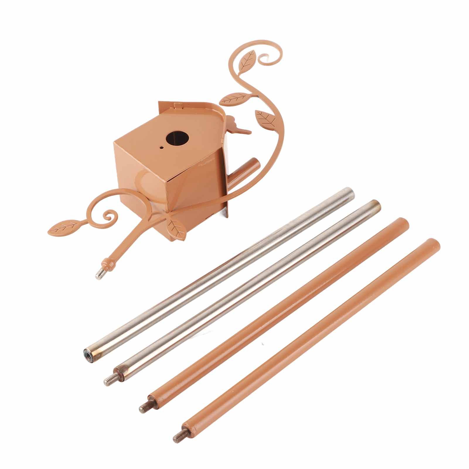 Metal Bird House with Pole Metal Art Cottage Bird House Stakes Hummingbird view 2